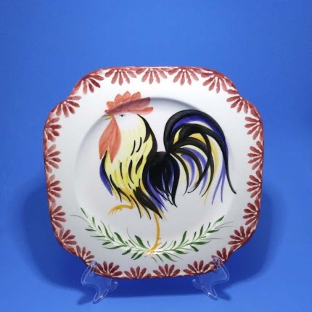 *ROOSTER *HAND PAINTED CERAMIC PLATE*ZANOLLI ITALY
